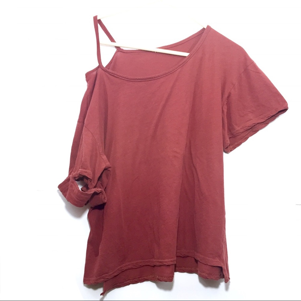 Maroon Baggy one Strap Tee